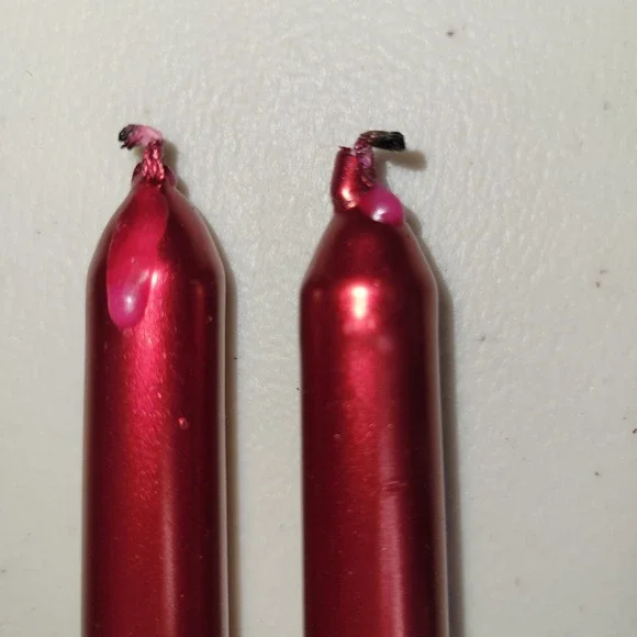 Vintage Robert Alan Candle Company 12" Metallic Taper Candles Red Green 4 Pairs - Picture 6 of 6